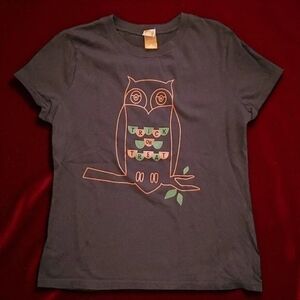 Women's Graphic Owl Tee - Dark Gray